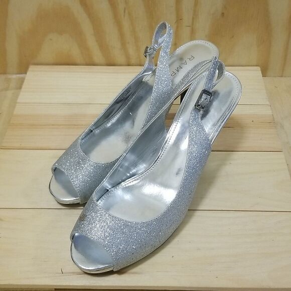 Women’s Sexy Silver Glitter Heels sz 10 - Picture 2 of 9